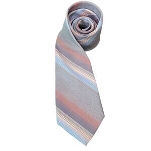 Men’s Vintage 1950s Michael Reed Tie – Blue Multicolor Striped 60"x3" GVC